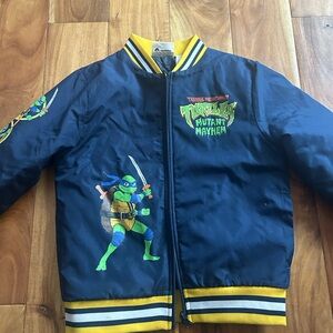 Navy Quilted Bomber Jacket with Yellow Trim